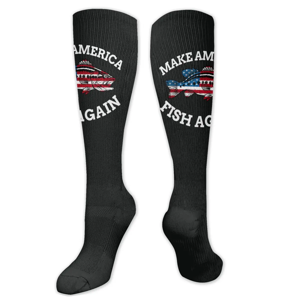 

Fishing American Flag Compression Socks For Women Men Plus Size Wide Calf For Nurses Running Athletic