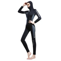 zcco 5mm womens one piece hooded neoprene wetsuit front zipper hood thickened warm surfing suit winter cold swimsuit triathlon