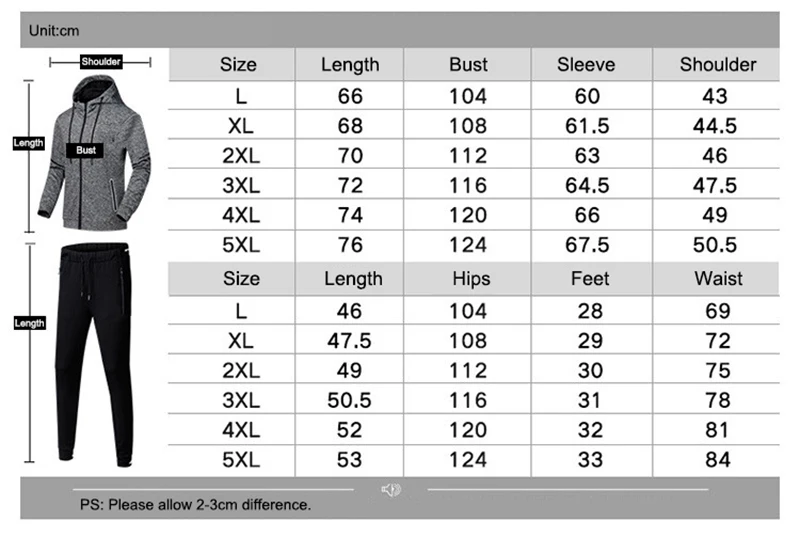 

Autumn Winter 2 Piece Men Sports Wear Plus Size 5XL Tracksuit Workout Jogger Running Suit Gym Fitness Clothing Casual Men's Set