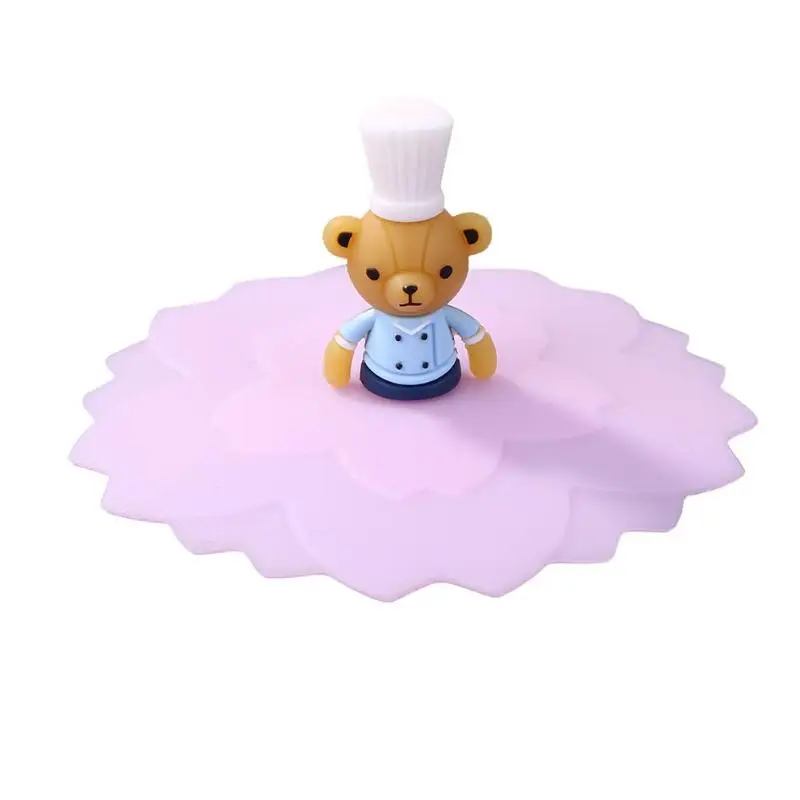 Розовая силиконовая крышка для чашки противоскользящая водонепроницаемая