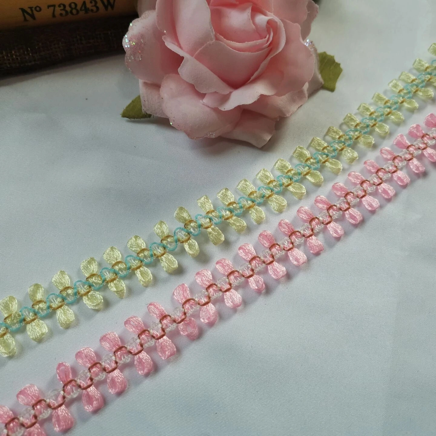 Лента для банта Тюлевая кружевная отделка 1 5 см желтая гипюровая лента розовая