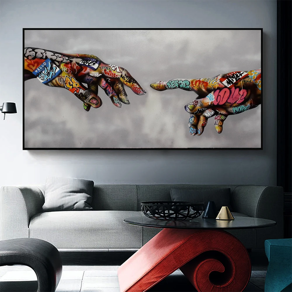 

Wall art painting canvas print poster and print creative picture of Adam's graffiti for framed modern home decoration