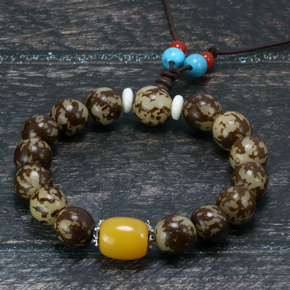 Натуральный Бодхи бисерный браслет для женщин и мужчин полированная цветочный