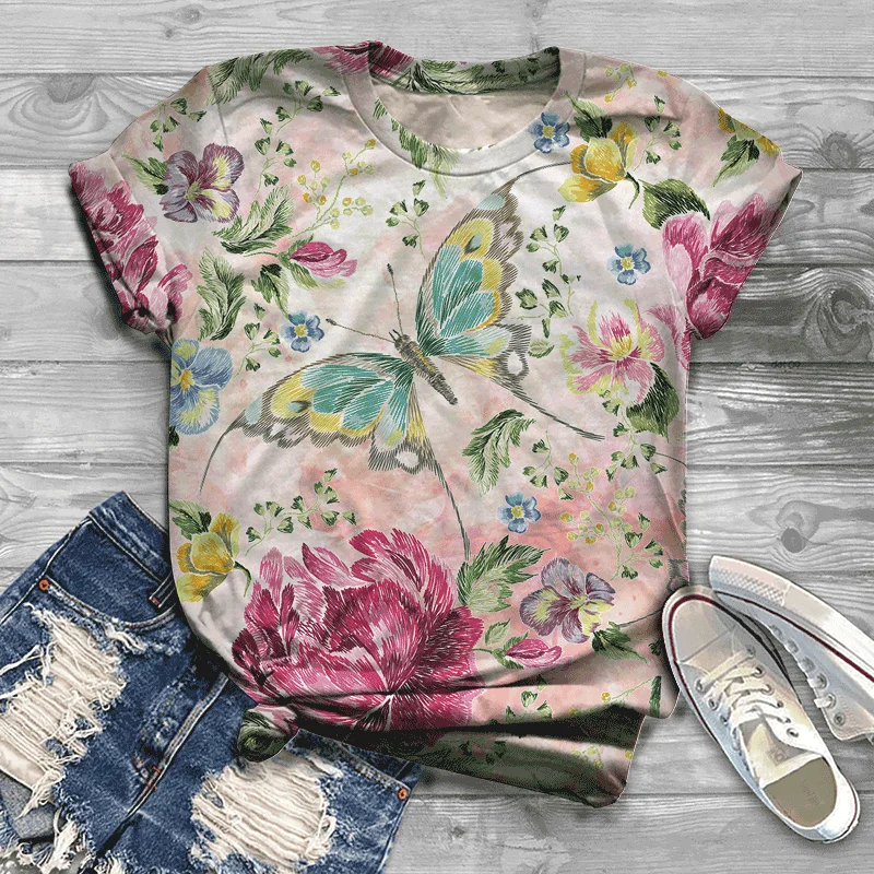 

Summer girls ladies T-shirt printing large size small size O-neck short-sleeved T-shirt summer ladies Harajuku