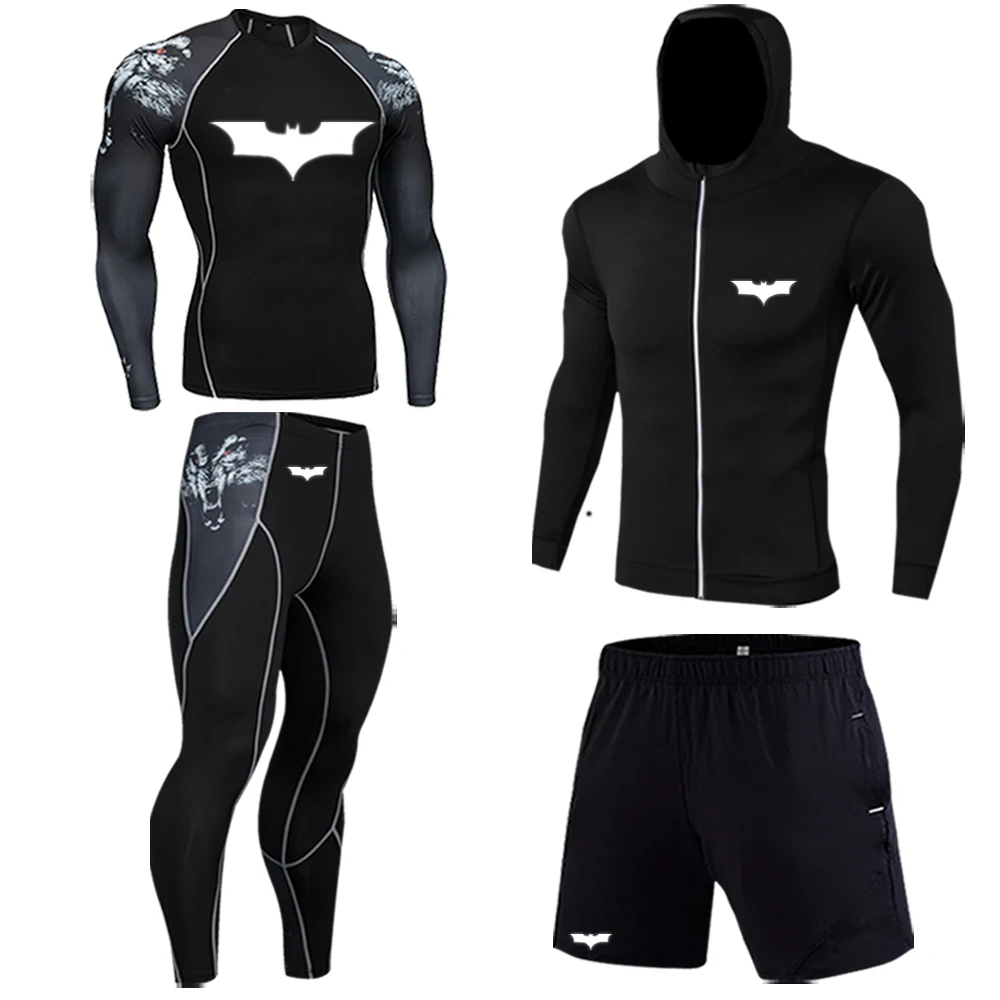 

4PCS/Set Men Running Compression Sportswear Set Basketball Sets Match Suit For New Men's Tights Workout Elastic Tracksuit