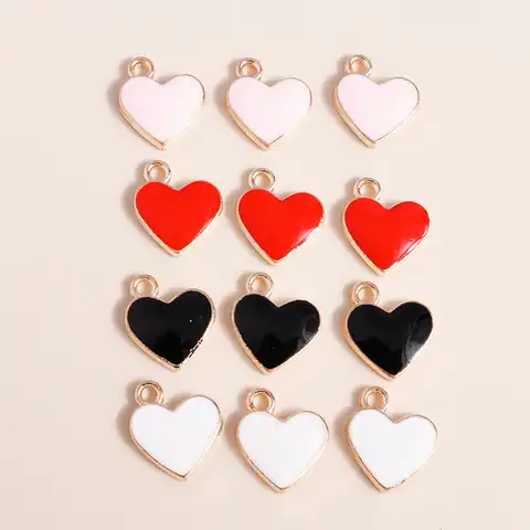 10 pieces.12*13 mm pendants enamel hearts pendants of necklaces accessories for needlework love manufacturing jewelry with your own hands ...