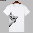 Женские футболки с изображением кошки, смотрите на вас, футболки с принтом, новинка 2020, летняя женская футболка с коротким рукавом, Повседневная футболка Harajuku, одежда