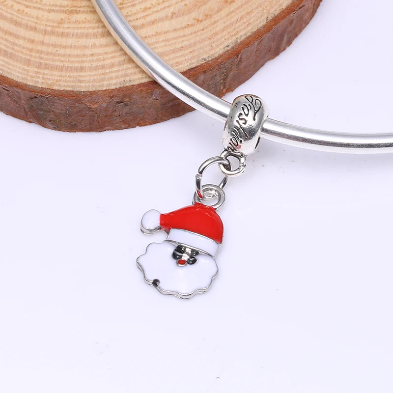 TOGORY 2Pcs/lot Fashion Crystal Santa Claus Charms Bead Fit Original Brand Bracelets For Women Girl Jewelry Christmas Gift | Украшения и