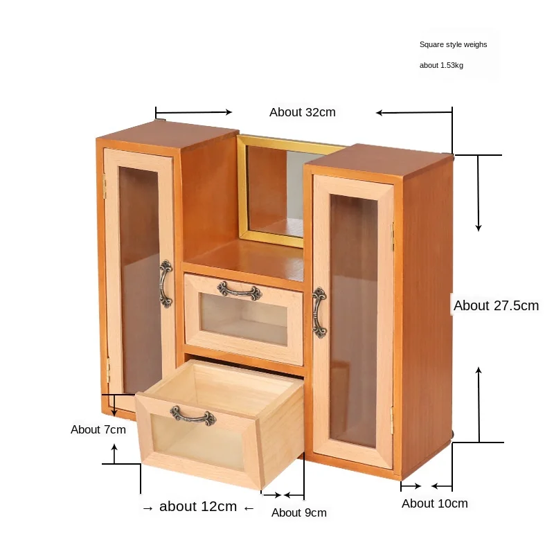 

Retro Multifunctional Wooden Drawer Cosmetic Storage Cabinet Creative Home Bedroom Desktop Wall Storage Box Organization