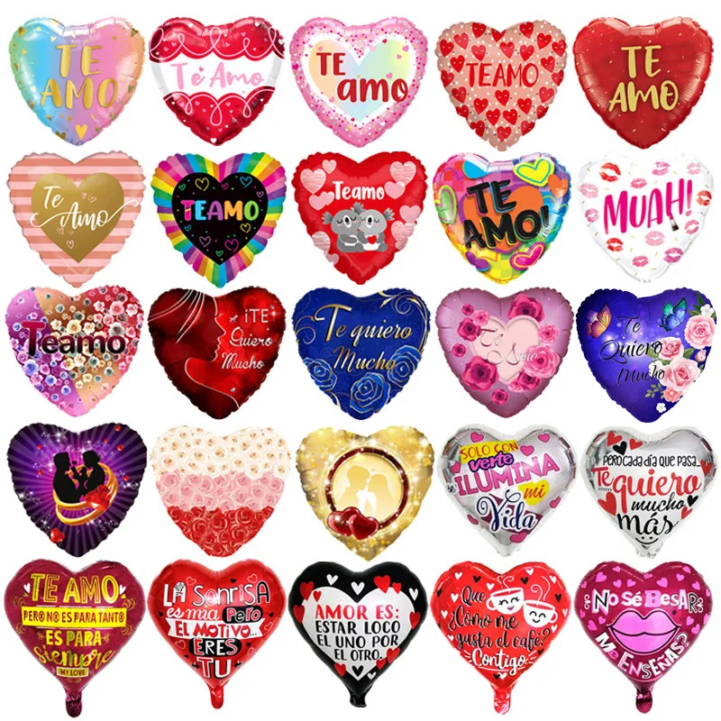 10pcs Spanish I Love You Theme Foil Balloons Te Amo Quiero Mucho 18inch Heart Balon Wedding Valentines Day Decoration Globos - купить по