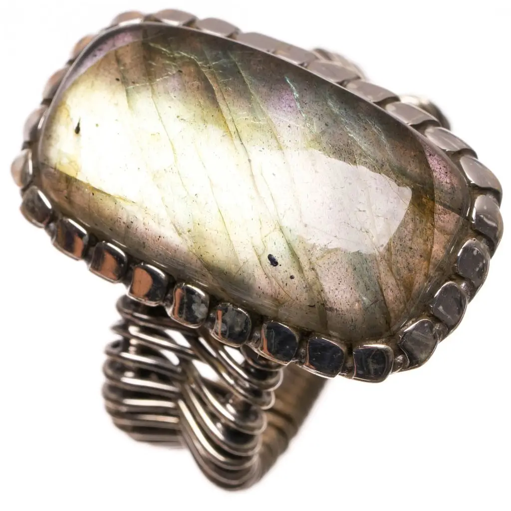 Серебряное кольцо в стиле бохо с натуральным голубым огнем размер США 6 75