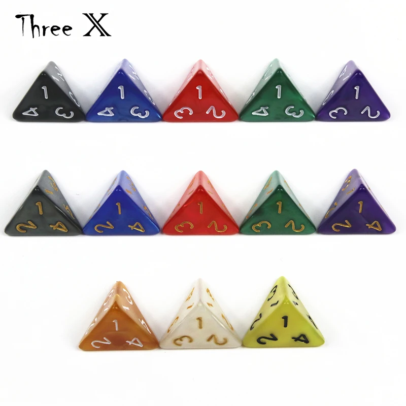 10 шт. трпг D4 кости для DND 4 сторонних игр Кубики 6 цветов Настольный многогранный