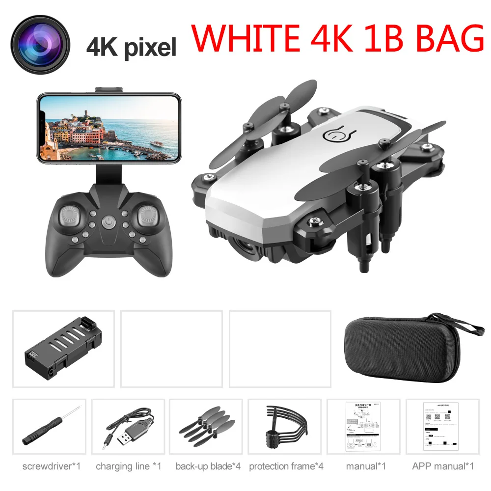 White 4K 1B LF606 квадрокоптер мини Дрон с 4K камерой HD складные дроны один ключ возврат FPV Следуйте за мной RC вертолет Квадрокоптер детские игрушки - Цвет: White 4K 1B