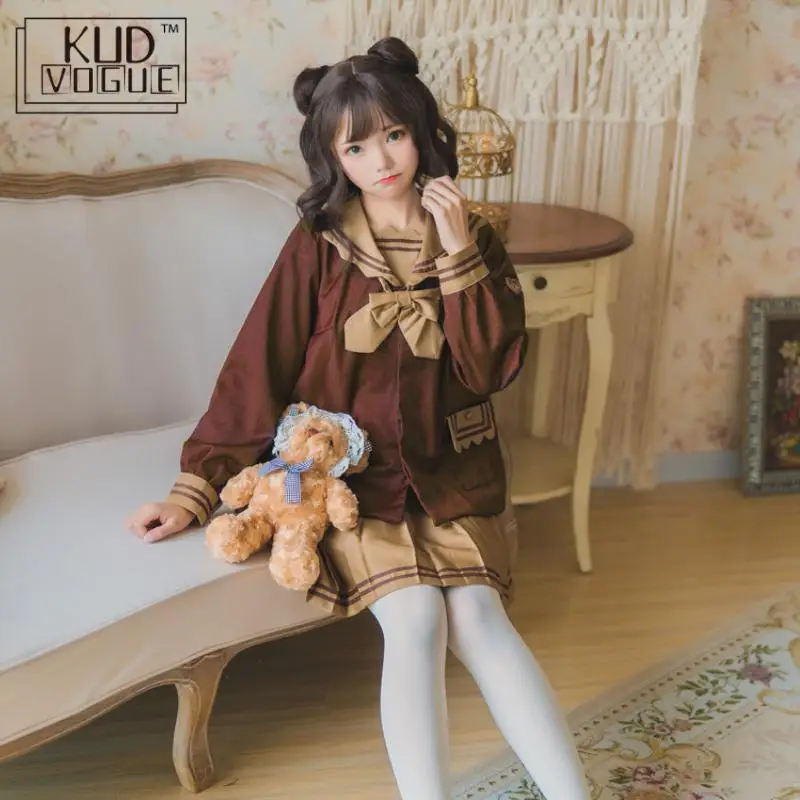 Студенческая форма Jk Лолита Топ рубашка плиссированная юбка набор школы Kawaii девушки милый косплей костюм матроса воротник с длинными рукавами костюм