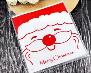 100pcs Рождество Санта Снег торт, печенье, сладости сладкие вечерние Пластиковые Конфеты мешочек для печенья подарочные пакеты подарочные целлофановые пакеты - Цвет: 100pcs