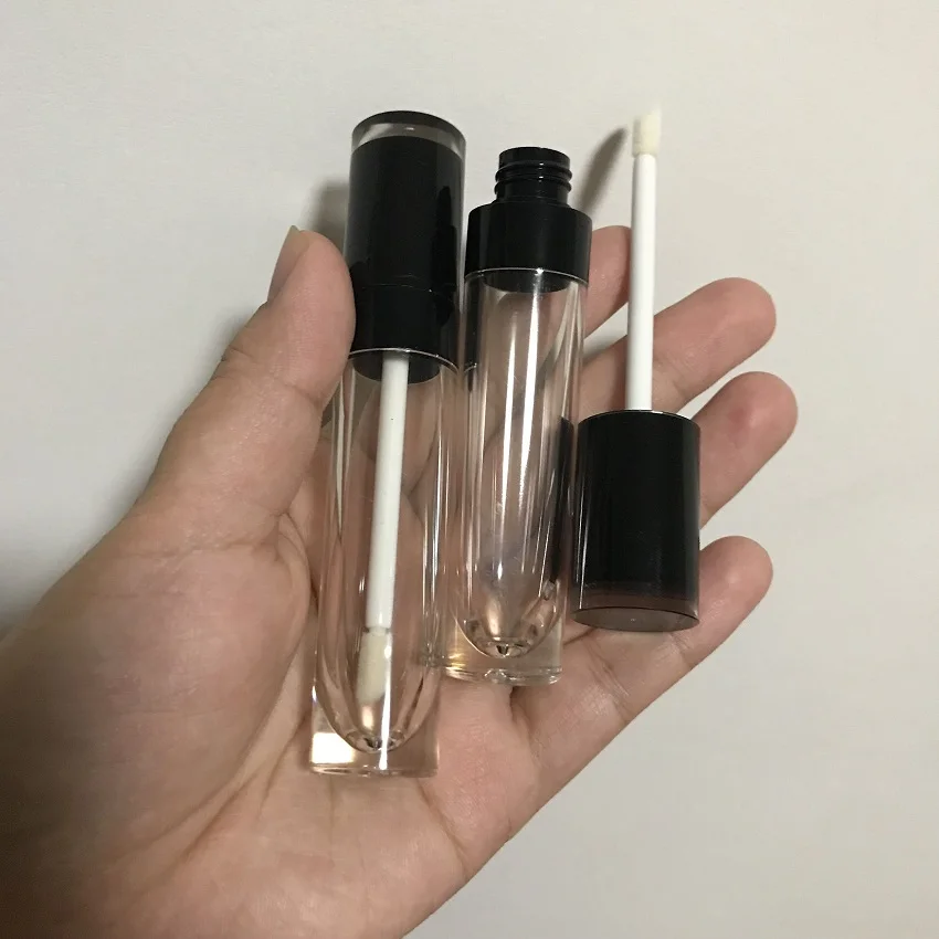 Новинка 5 мл Прозрачная Круглая пустая трубка для блеска губ черная прозрачная