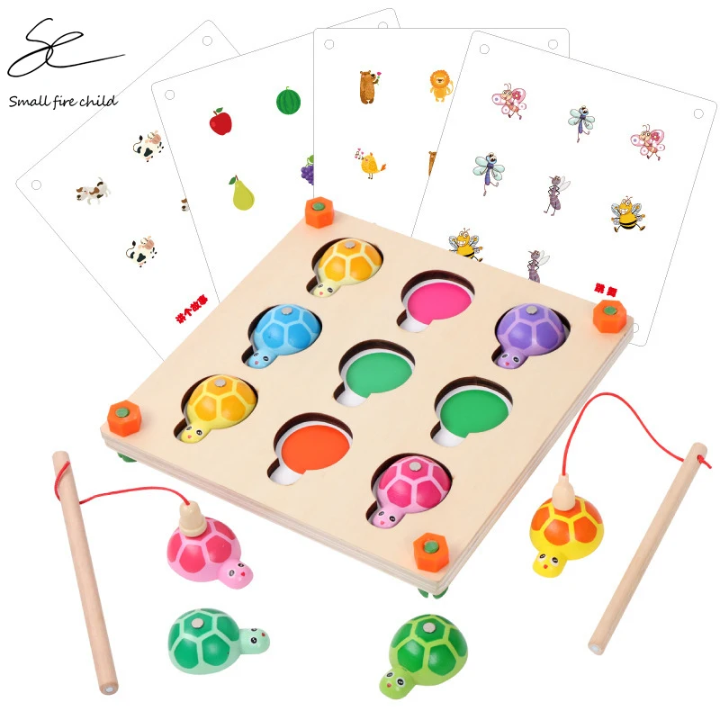 Игра с памятью и рыбалка 2 в 1 деревянные игрушки Монтессори для дошкольников