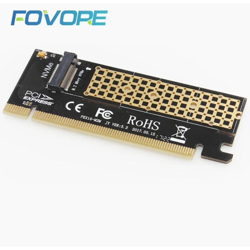 Адаптер M.2 в PCIe адаптер x16 M2 SSD m key NVMe PCI e PCI-express карта преобразователя для размера