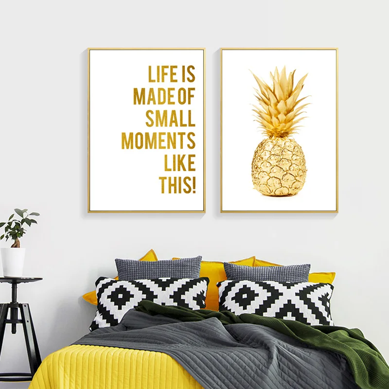 Кавычки Настенная живопись абстрактные плакаты и принты желтый ананас украшение