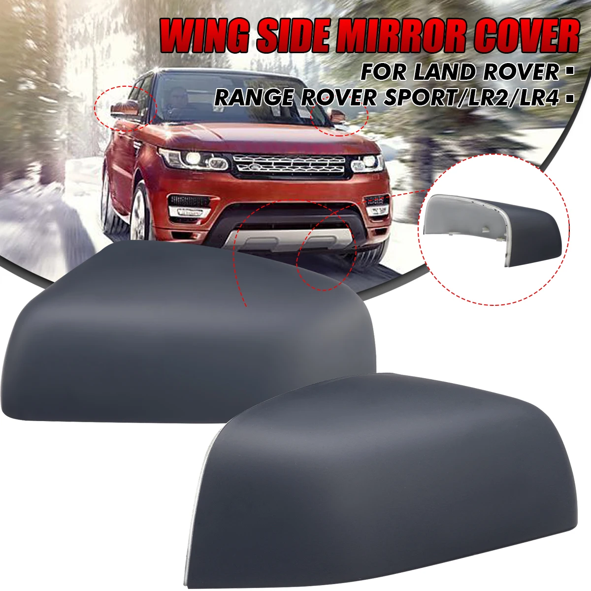 

2pcs Rear View Mirror Cover For Land Rover LR2 LR4 2010-2014 Range Rover Sport 2010-2013 Range Rover 2010-2012 chromed