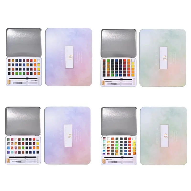 36/48 Цвета Твердые акварельные краски в наборе расписанные вручную красящий