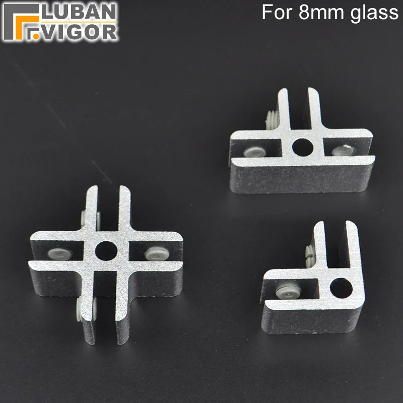 

Aluminum Glass/Acrylic Showcase clips/connector,for 8mm glass/Acrylic,without drilling, assemble glass cabinet yourself,Hardware