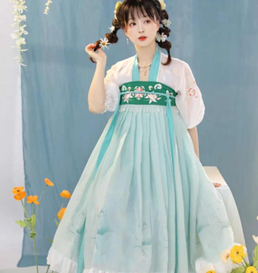 Летнее женское сказочное и элегантное платье Hanfu в китайском старинном стиле