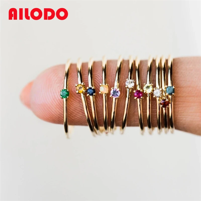 Ailodo минималистский кубического циркония кольца для женщин Простые Модные