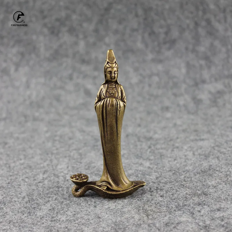 Античная Медь Статуя Гуаньинь Будды сандаловое дерево держатель для благовоний