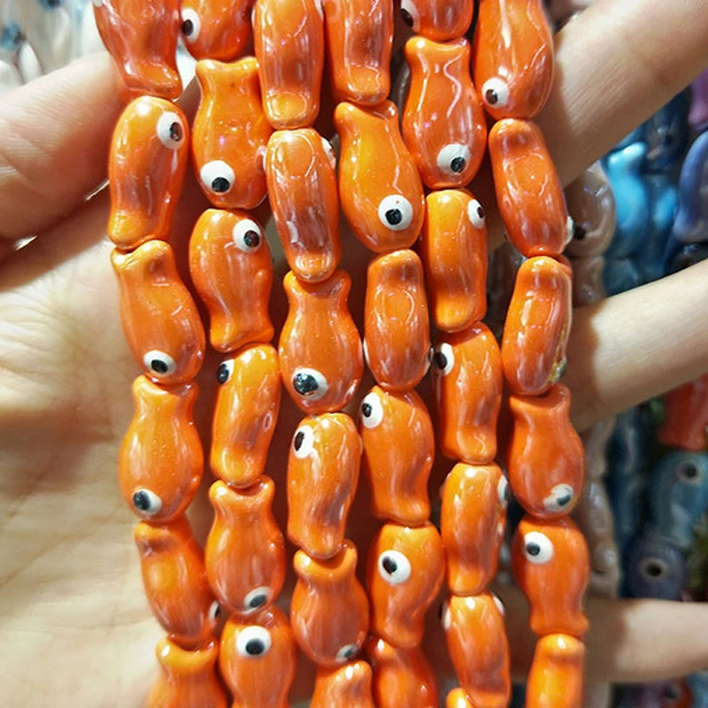 

10pcs Evil Eye Small Fish Ceramic Beads 10x18mm DIY Loose Spacer Bead For Jewelry Making Bracelet Necklace Accessories