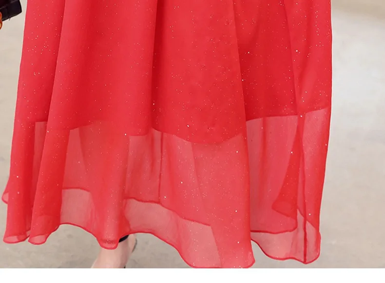 WLG подходящая одежда для мамы и дочки я летние красные синие сетчатые Платья с