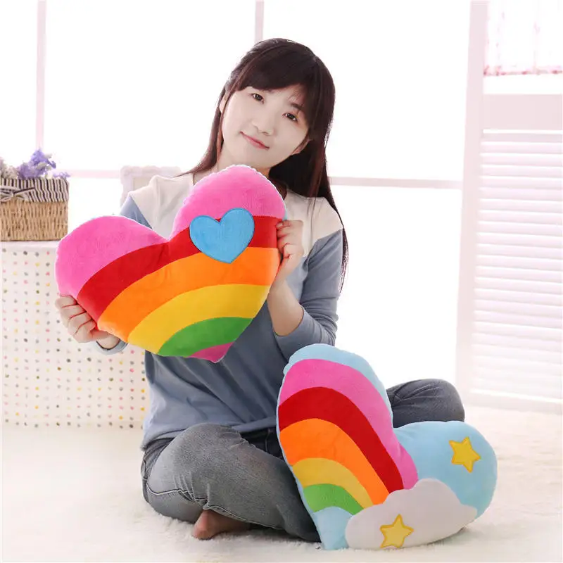 

Candice guo! cute plush toy colorful rainbow cloud star heart soft stuffed cushion sofa pillow lover girl birthday gift 1pc