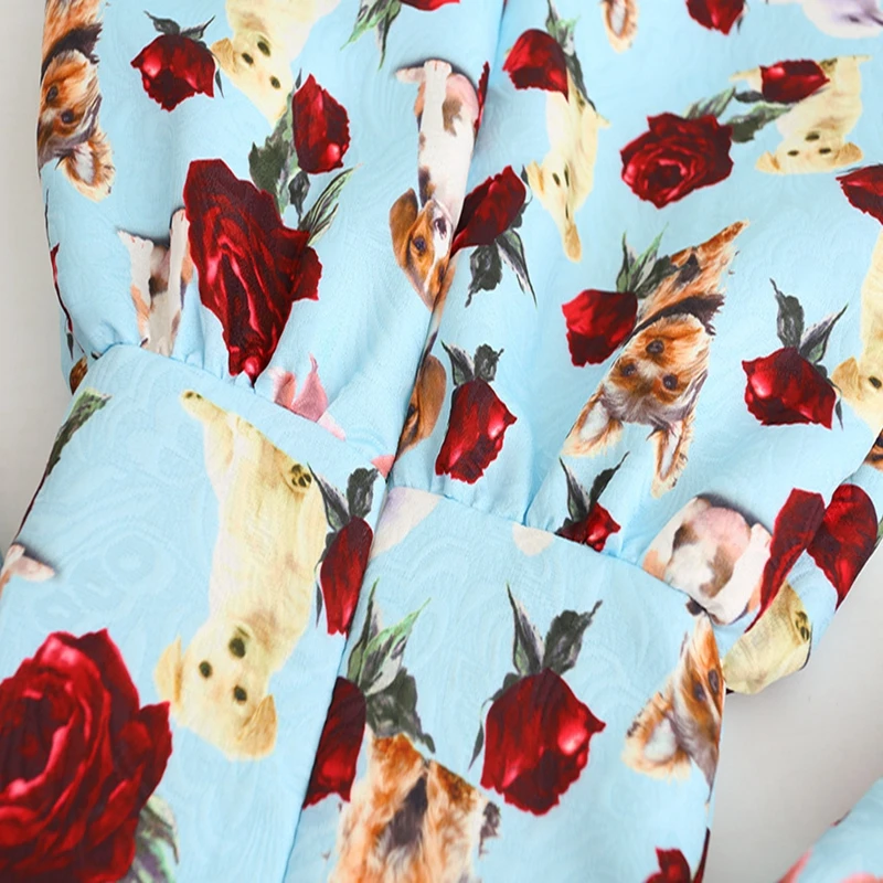 Sundae Angel Girls Dress 2021 Harf Sleeve Print Animal Dog Pattern Spring Autumn Princess Dresses Kids Clothes For 3-8 Years | Детская