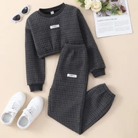 new girls clothing set kids clothes 2 pcs sets solid long sleeve topstrousers children clothes spring fall girls clothes 5 10y