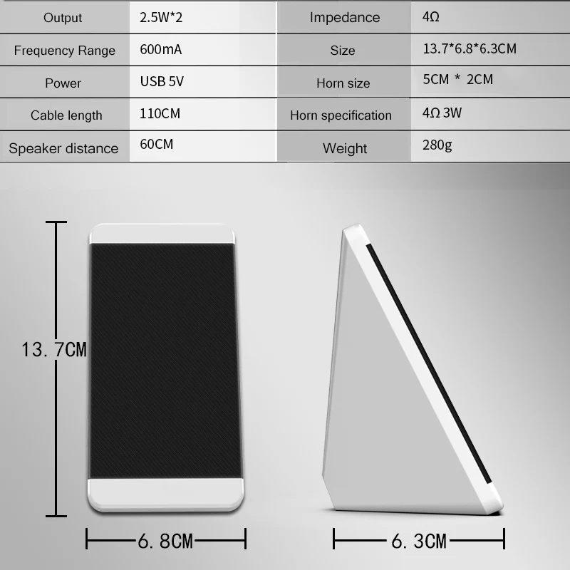 

New USB Wired Computer Speakers 2 Pieces PC Elevation Angle Horns for Laptop Desktop Phone Audio Speaker Multimedia Loudspeaker
