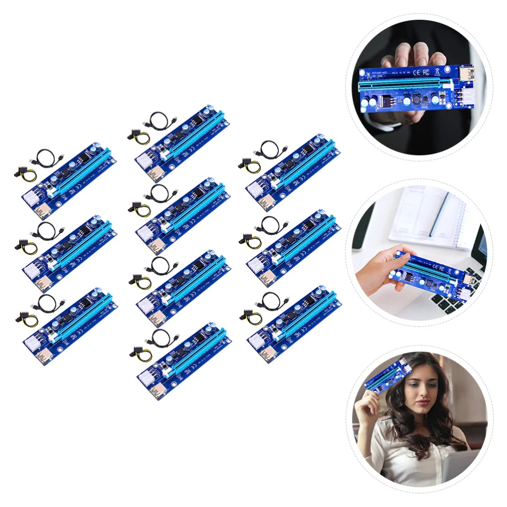 

10PCS/Set PCI-E 1x to 16x Adapter 6-pin PCI Express Riser Computer Part Supply