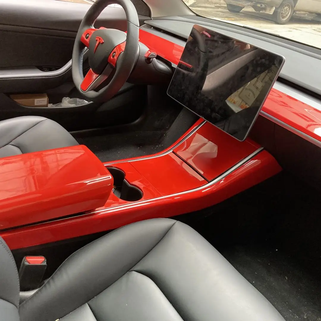 

Глазурованный красный, для Tesla Model 3, центральное управление, подставка для чашки, панель, крышка, Y-образные аксессуары, украшение