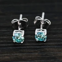 umq 925 silver pass diamond test excellent cut 0 3 1 ct blue moissanite stud earrings women party sapphire earrings jewelry