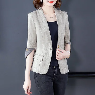 

One Button Notched Professional Female Jacket Suit Slim Formal Women Blazers And Jackets Xxxxl Office Work Wear Clothe
