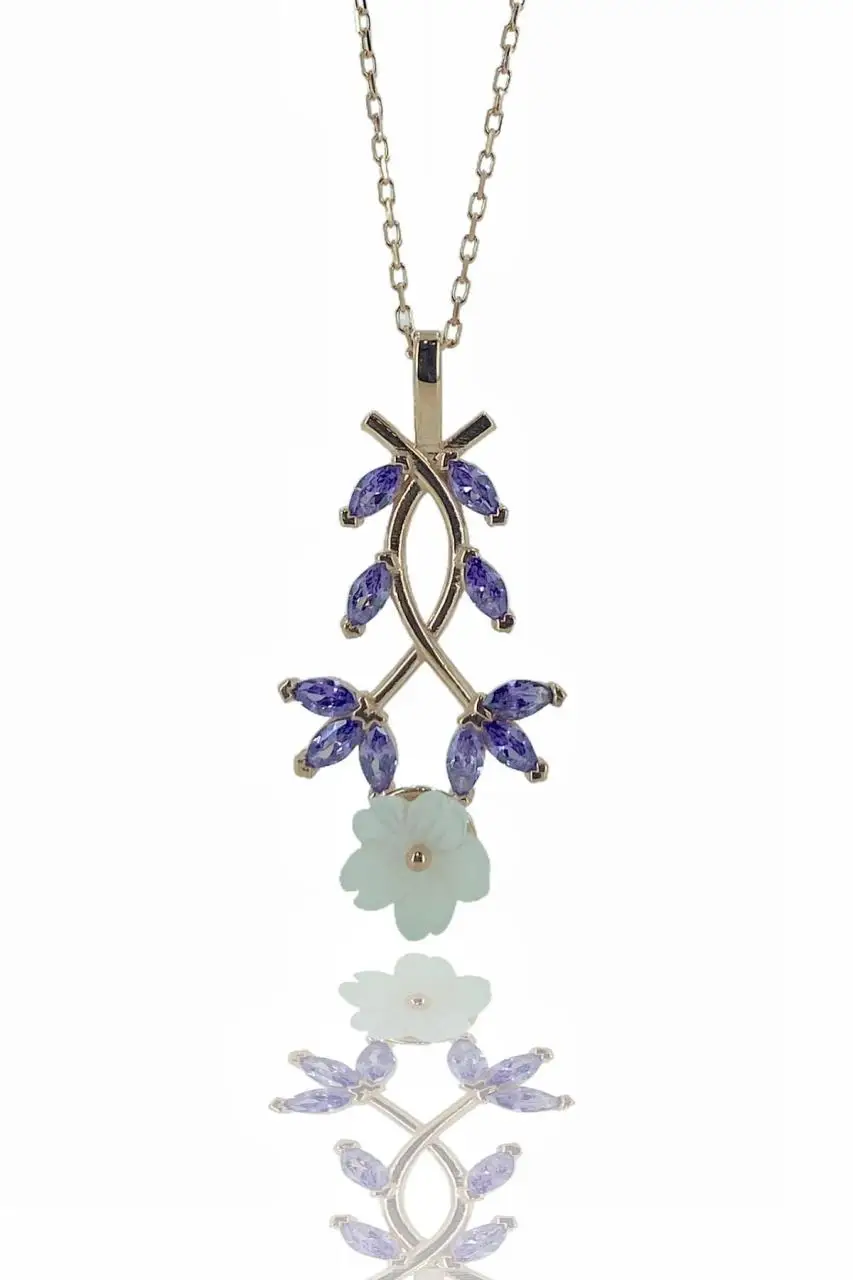 

Amethyst Pearl Pearl Flowers Floral 925 Sterling Silver Necklace