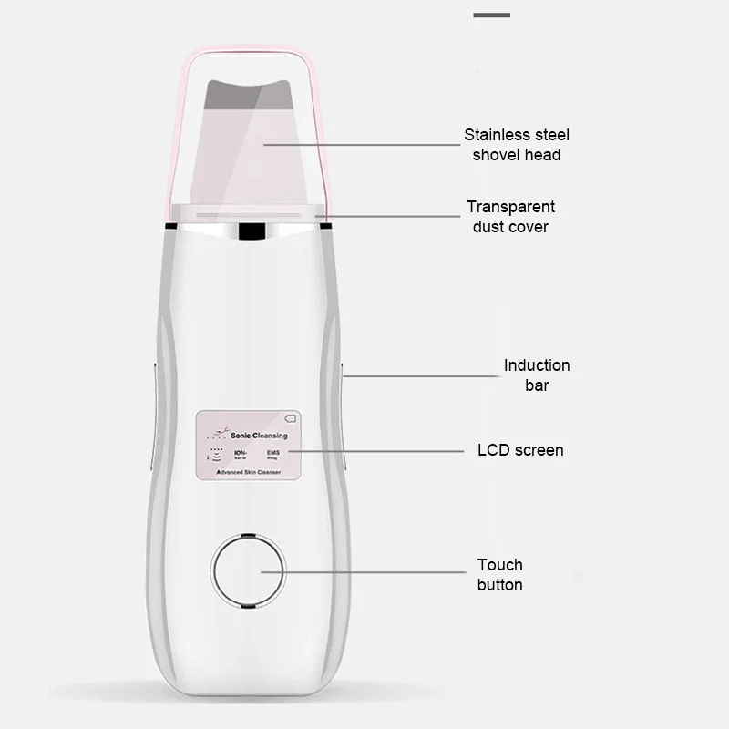 Lcd глубокий аппарат для чистки лица ультразвуковой скруббер удаления грязи и