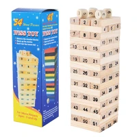54 pcsset montessori kids puzzle toys educational stacking toy wooden blocks funny interaction gifts for children adults