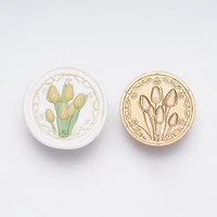 embossed tulip fire lacquer seal european lily of the valley wax seal 3d rose flower diy wax stamp envelope invitation seal
