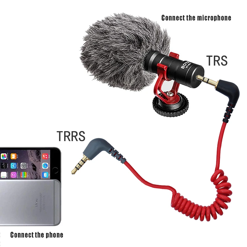 Пружинный спиральный микрофонный кабель TRS для TRRS 3 5 мм RODE Sc7 от VIDEOMIC GO Video Micro-type Mics