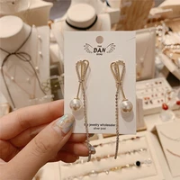 2020 new fashion womens earrings delicate long anomaly tassels drop pearl earrings for women party girl jewelry gifts wholesale