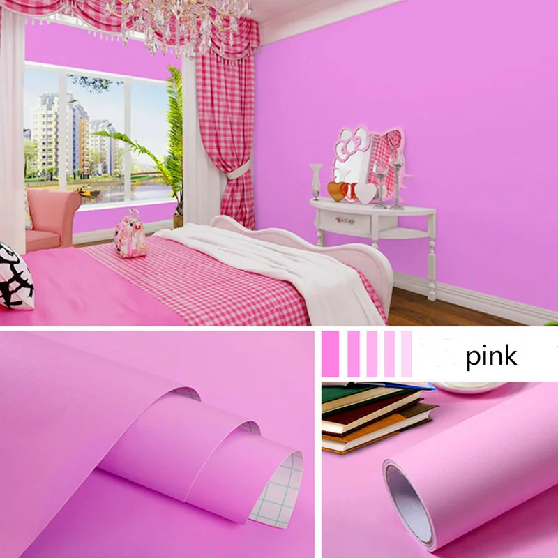 Новинка однотонные самоклеящиеся виниловые обои для декора гостиной