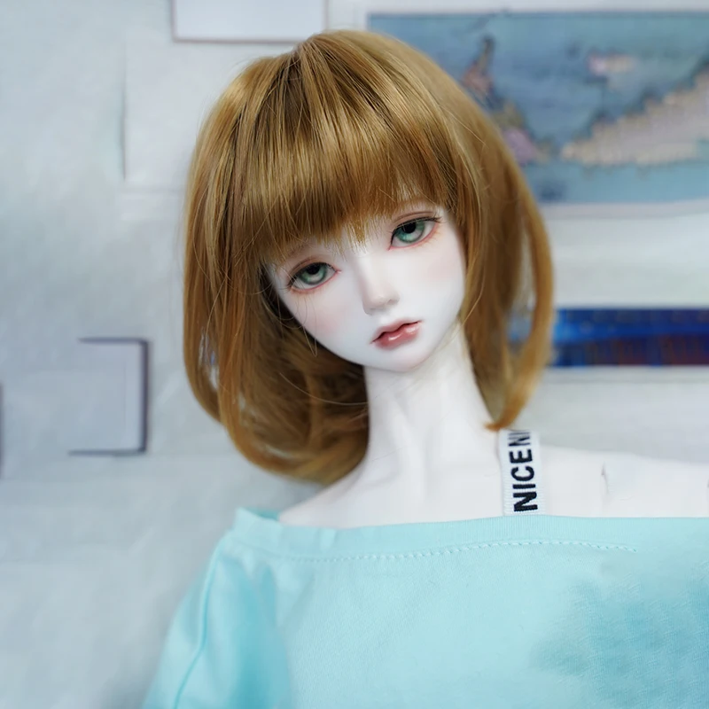 Bybrana 1/3 1/4 короткий Боб прямая девушка золотые волосы Bjd парик для кукол бесплатная