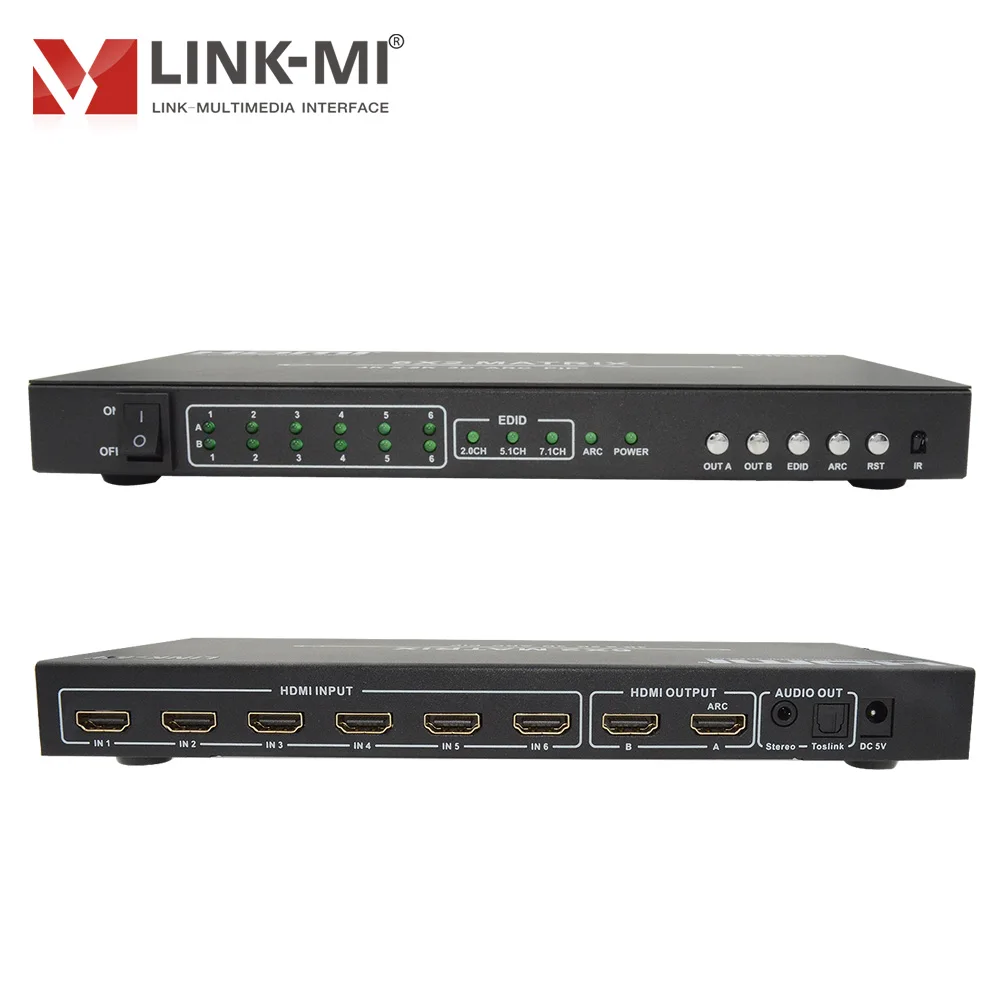 Фото LINK-MI 6x2 матрица 4K с двойной дугой 1x2 сплиттер 6x1 Hdmi переключатель домашнее видео для Blue-Ray 6 в 2 выхода HDMI матричный коммутатор №3