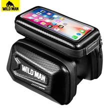 WILD MAN Hard Shell Front Bicycle Bag Bike Top Tube Bag Cycling Pouch 6.5 Inch Phone Case Touch Screen Mtb Bag Accessories