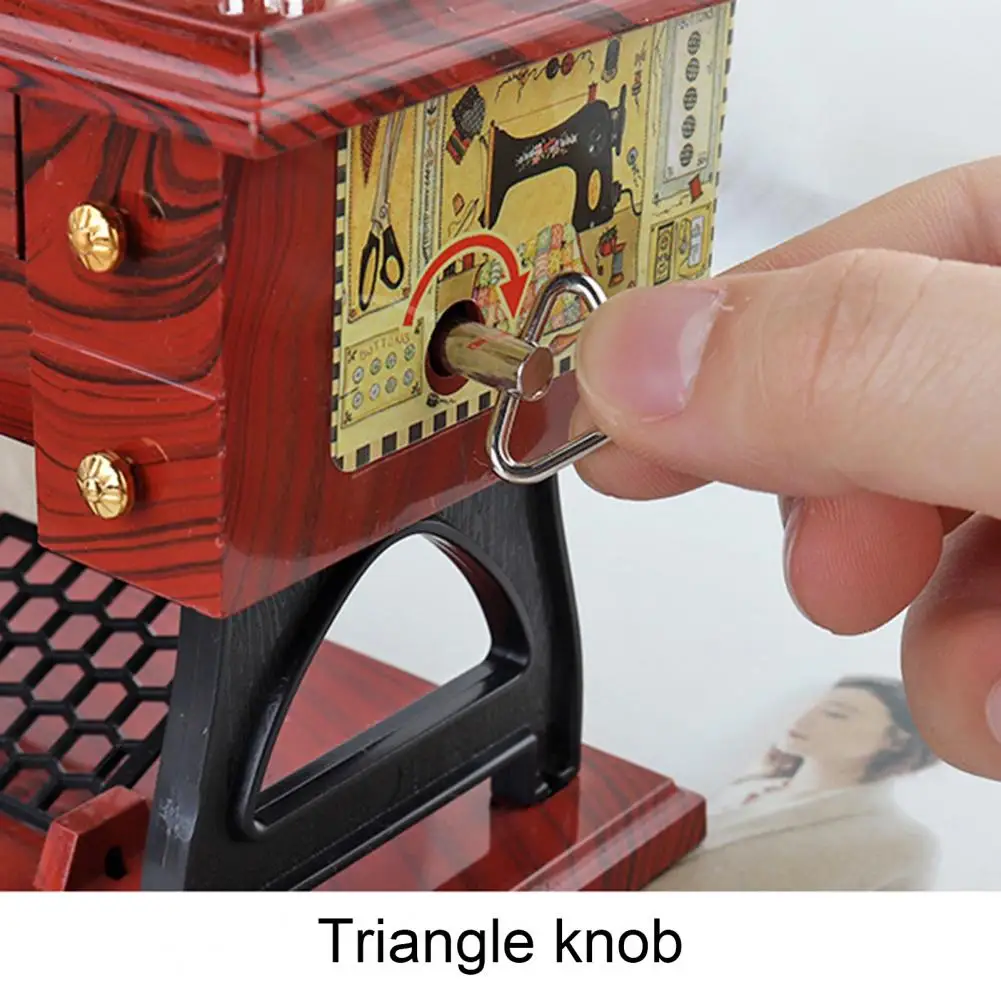 

Hot Sales Music Box Retro Mechanical ABS Sewing Machine Music Box for Gift